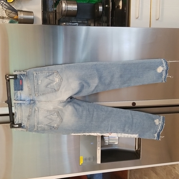 💕MOTHER💕  Patchwork Tomcat Ankle Undone Hem Jean High Rise New Hobbies 24 NWT - Picture 14 of 17